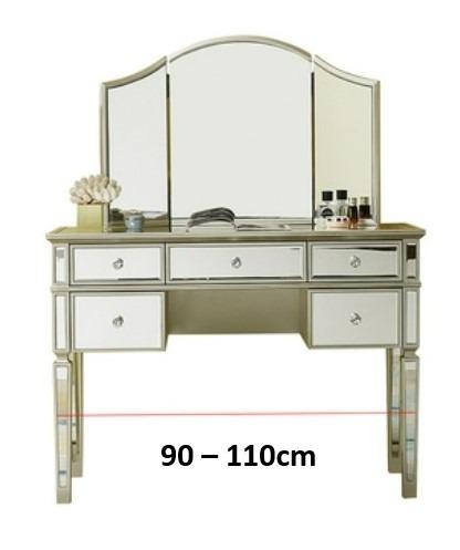 Mirrored Vanity Set, 5 Drawer Dresser Table, Mirror & Stool