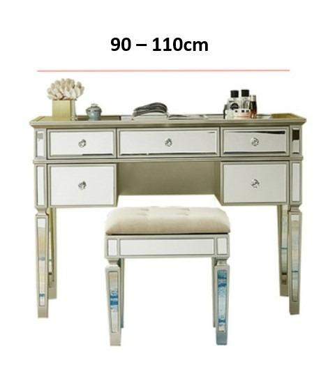 Mirrored Vanity Set, 5 Drawer Dresser Table, Mirror & Stool