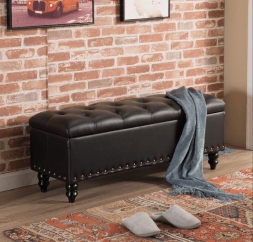 ORIANA Storage Ottoman Studded Bench_Faux Leather UpholsteryORIANA Storage Ottoman Studded Bench_Faux Leather Upholstery