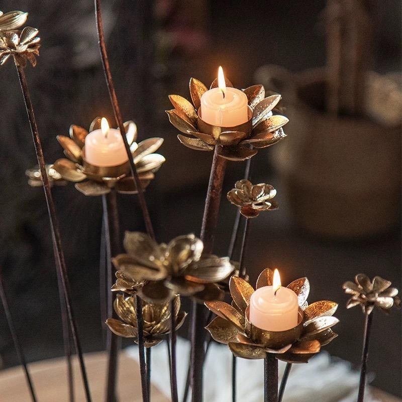 Sunset Lily Metal Candle Holder Tabletop