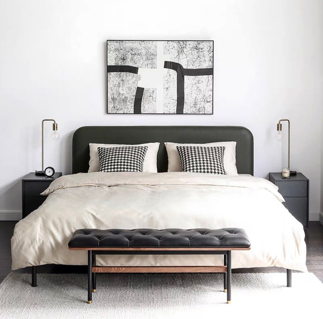 Rustic Leather Bench