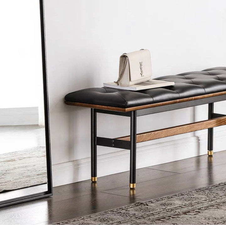 Rustic Leather Bench