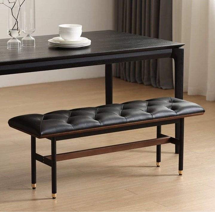 Rustic Leather Bench