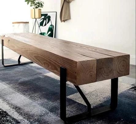 Modern Industrial Solid Wood Bench / Display Shelf