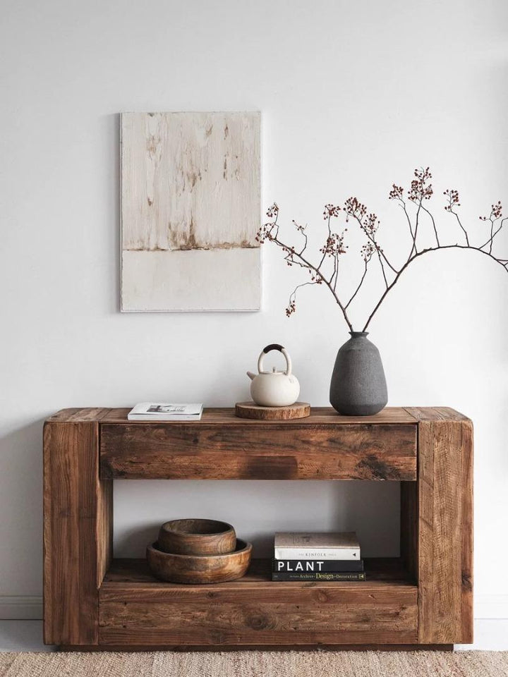 Wood log Drawer Console Table