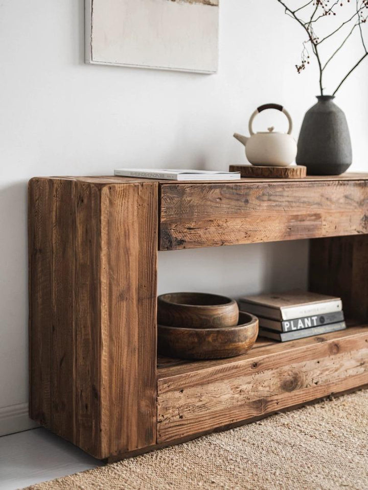 Wood log Drawer Console Table