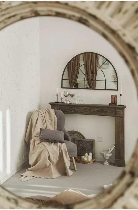 CAROLINE Antique Solid Wood Hallway Console & Mirror