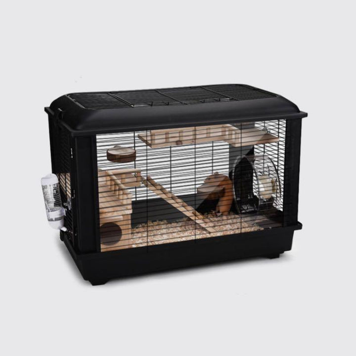 Matte Black Full Accessories Hamster Cage Home