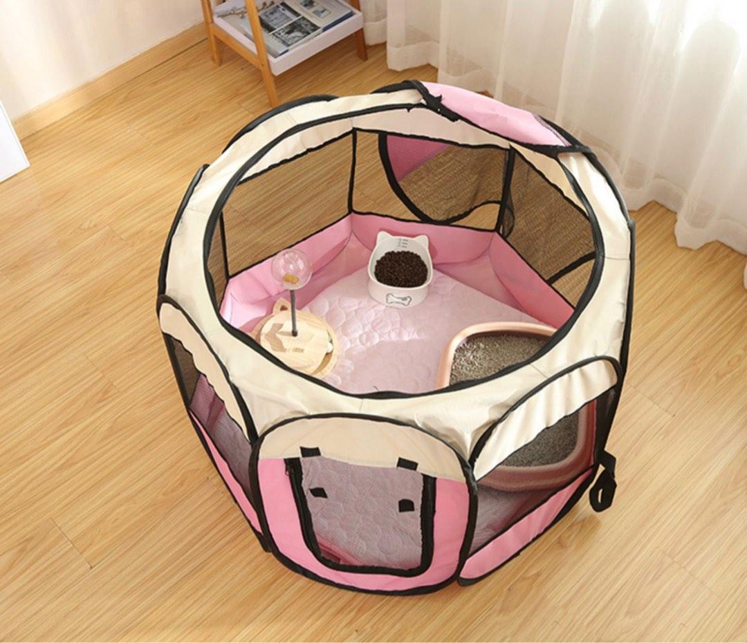 Pink Cat Kitten Playroom Pet Tent Collapsible Foldable