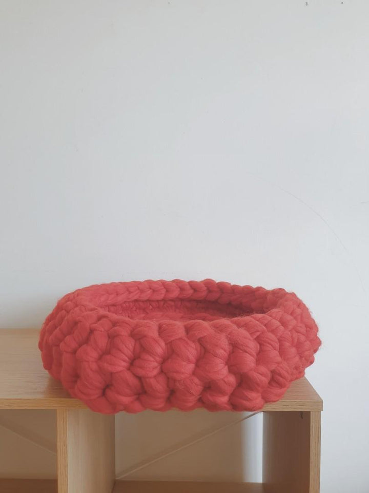 Red Wool Festive Cat Bed Handmade