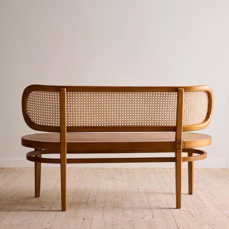 Solid Wood Bamboo Mesh Bench