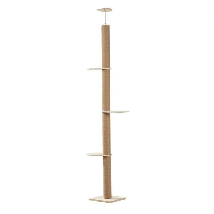 Solid Wood Cat Tower Pole Scratcher Condo