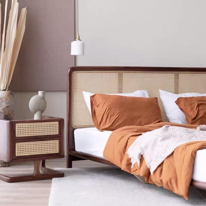 Solid Wood Mesh Double Bed Frame