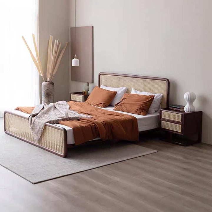 Solid Wood Mesh Double Bed Frame